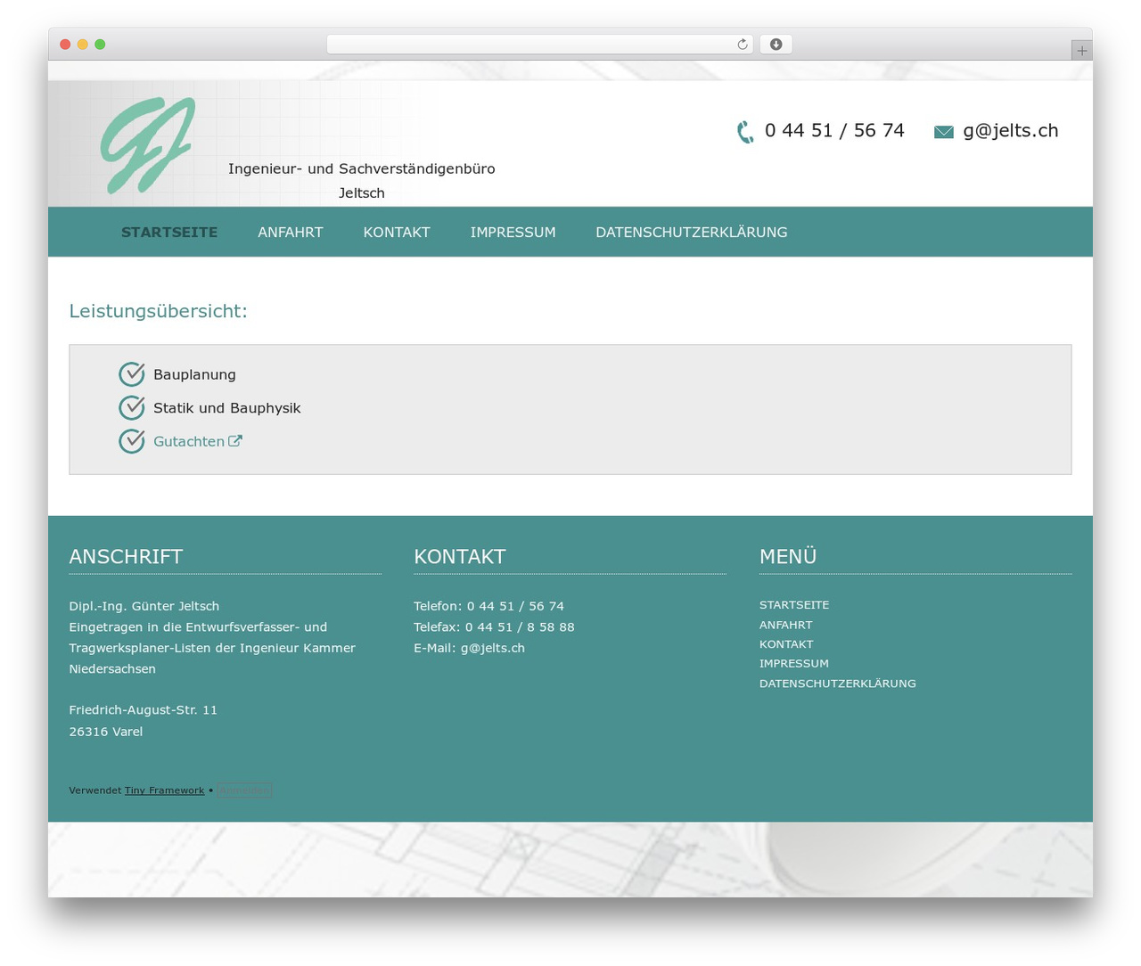 Tiny Framework Child WordPress theme - jeltsch.biz