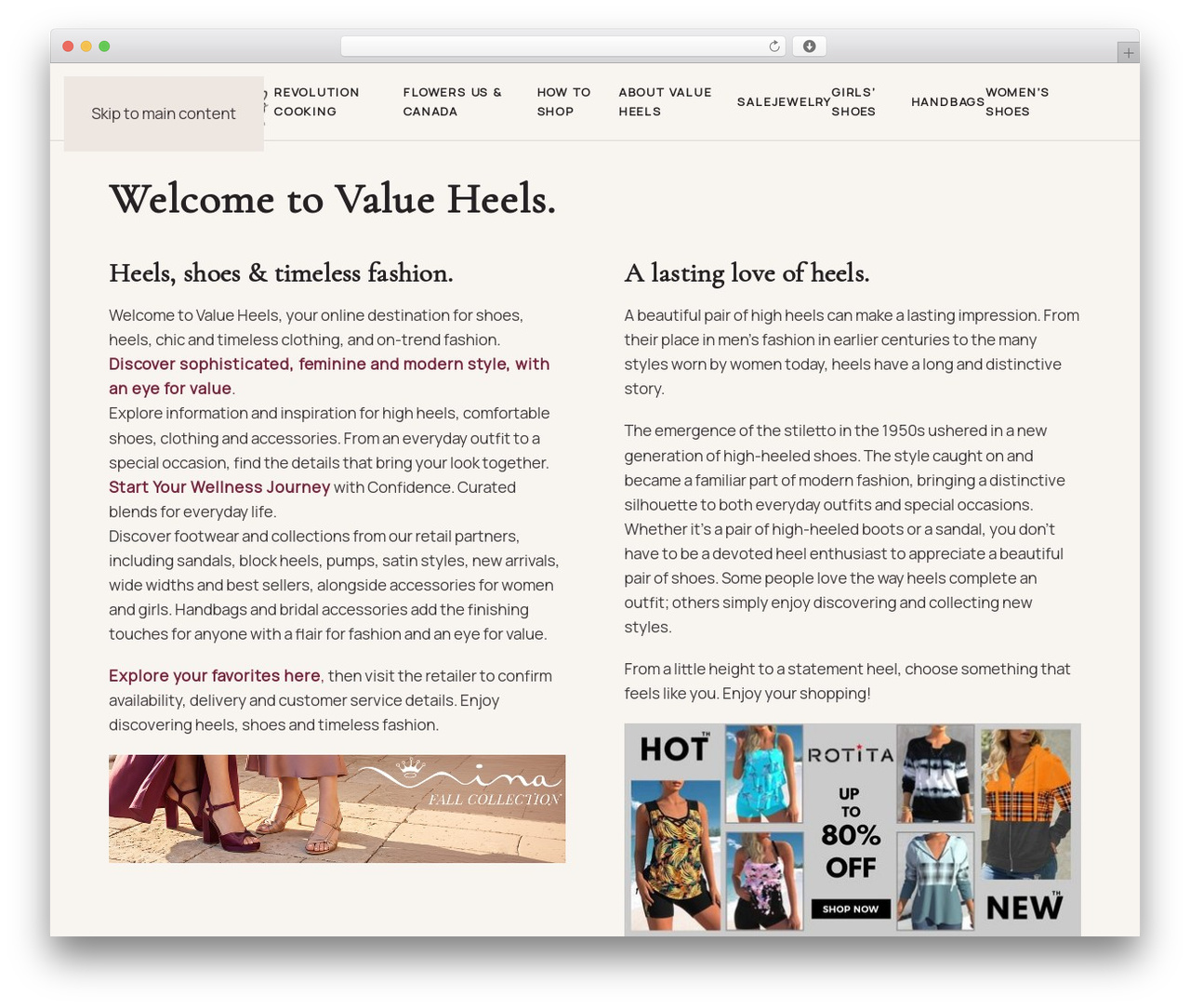 Value Heels Child WordPress theme - valueheels.com