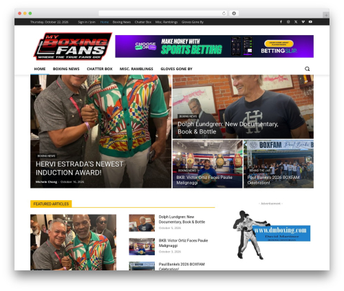Newspaper WordPress page theme - myboxingfans.com