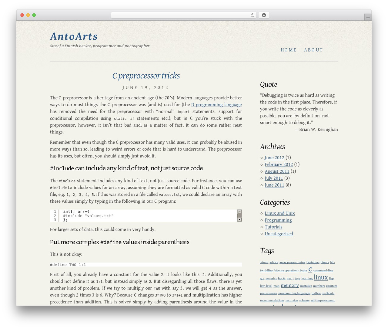 WordPress theme Ghostwriter - antoarts.com