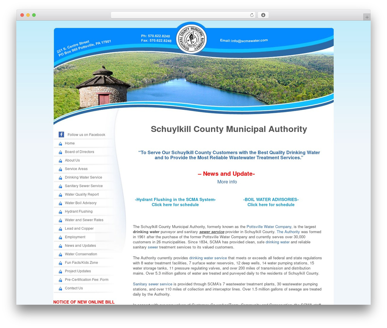 WordPress theme Schuylkill County Municipal Authority - scmawater.com