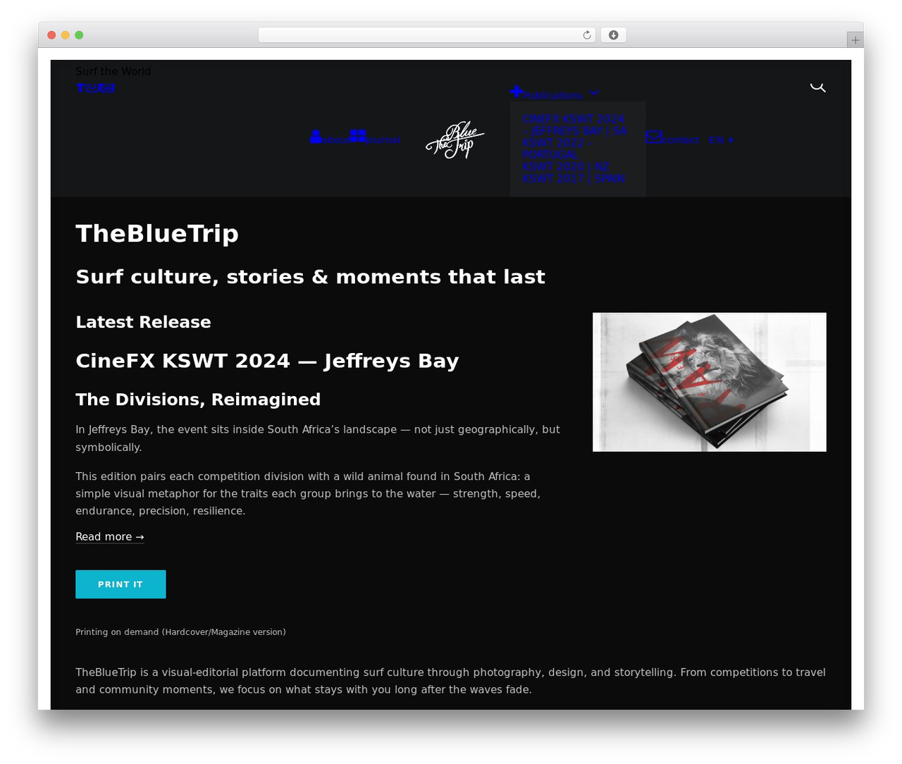 Uncode photography WordPress theme - thebluetrip.com