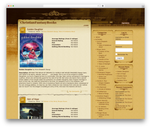 Aspire WordPress theme - christianfantasybooks.com