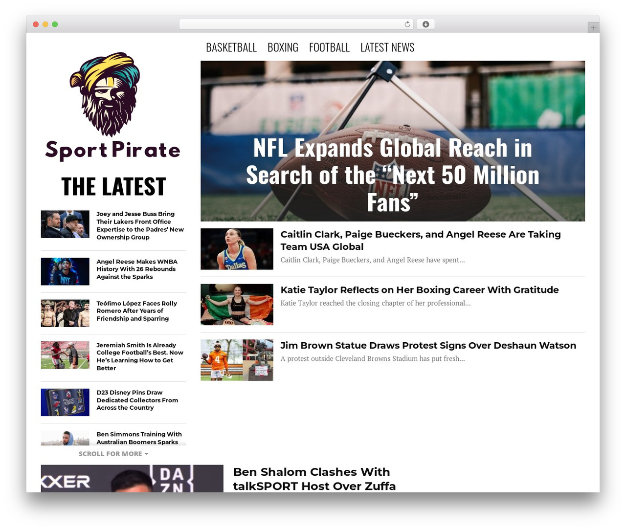 DeVoe WordPress website theme - sportpirate.com