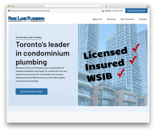 Gutena testimonial WordPress plugin - parklaneplumbing.ca