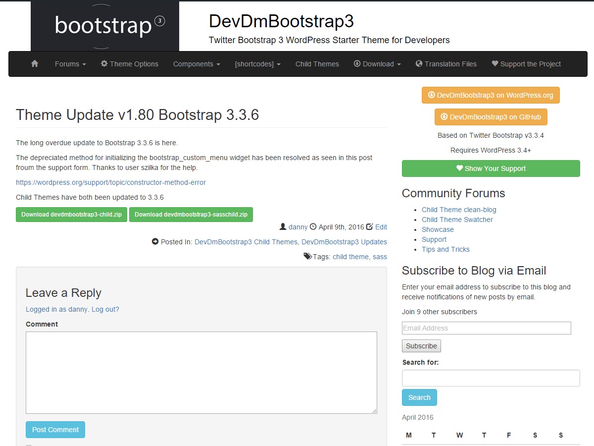 DevDmBootstrap3 WordPress theme by Danny Machal