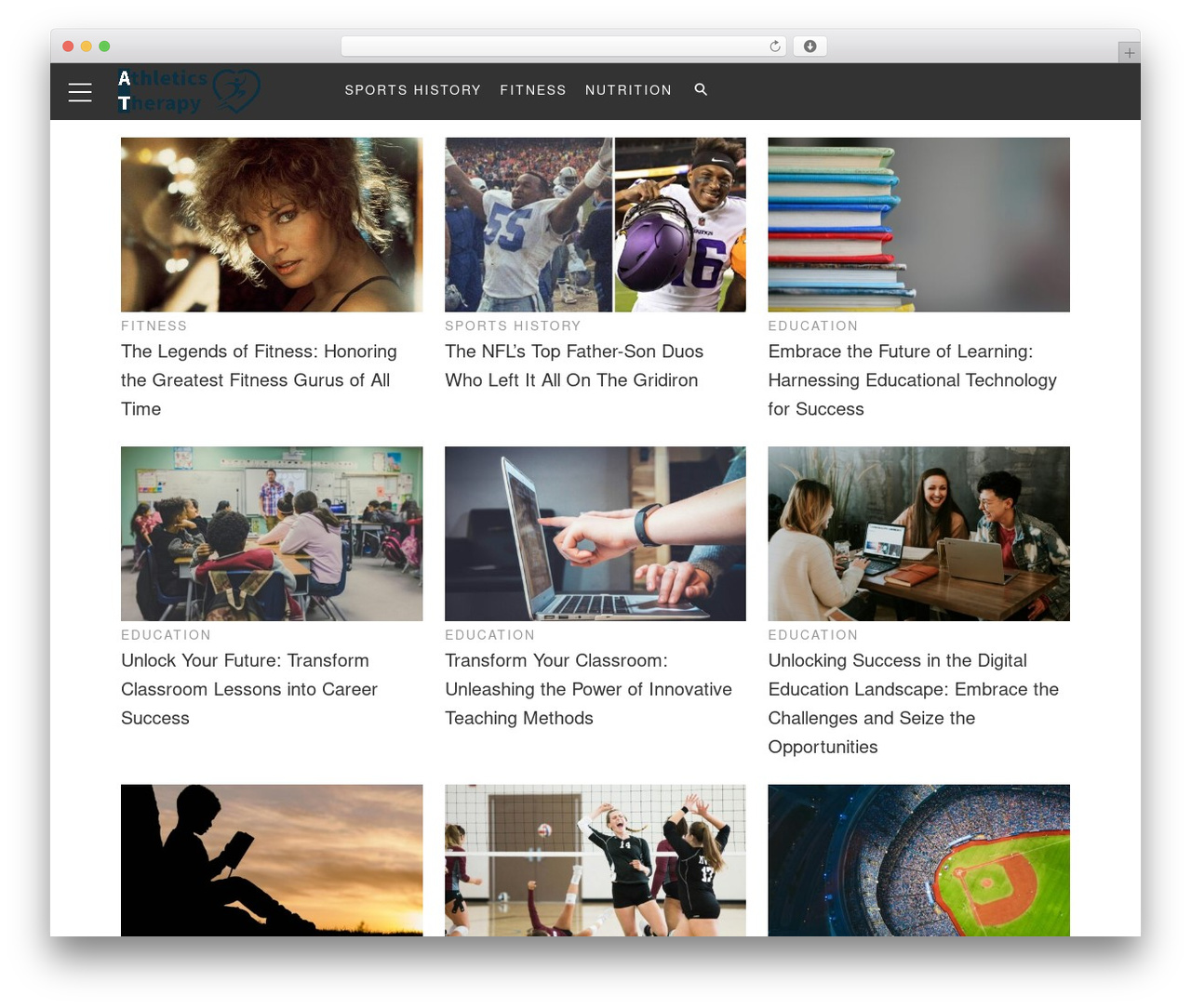 Hive Master WordPress theme - athleticstherapy.com