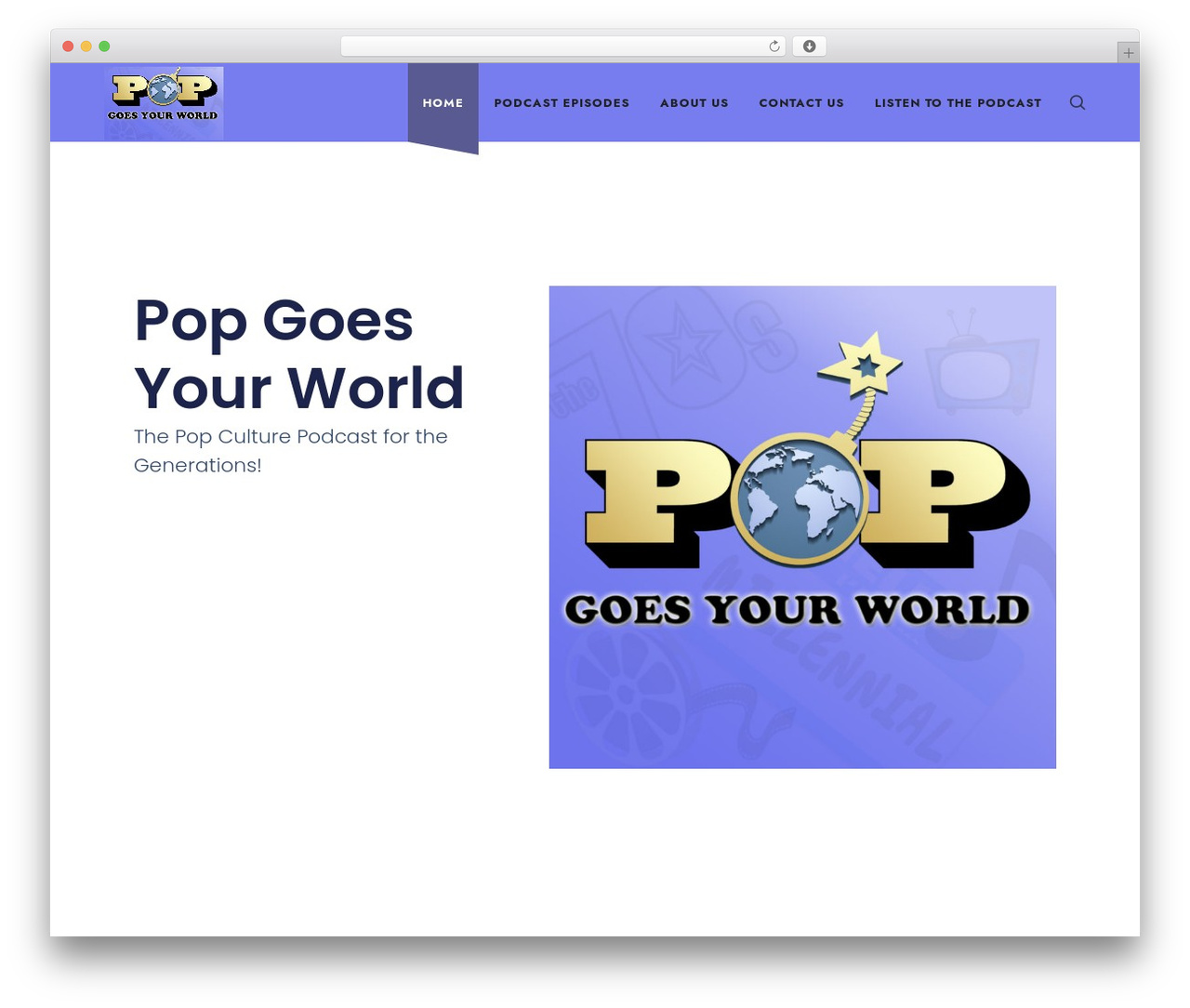 Podify WordPress theme - popgoesyourworld.com