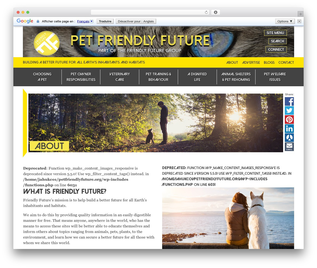 Bootstrap Bones 2017 WordPress theme - petfriendlyfuture.org