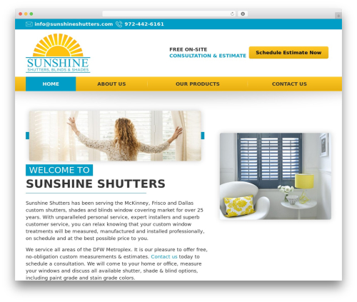 Sunshine WordPress theme - sunshineshutters.com