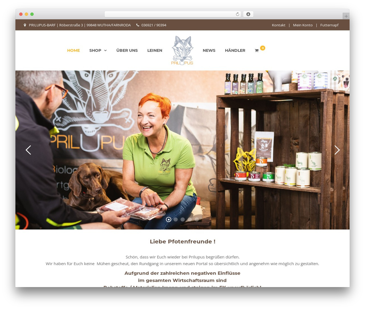 WordPress theme Bakery - prilupus-barf.de