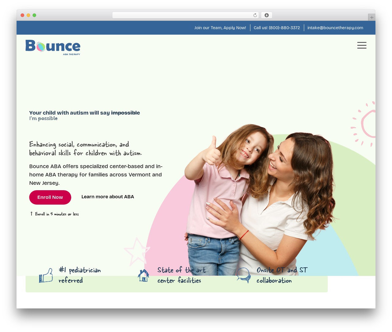 Custom Theme for Bounce ABA Therapy theme WordPress - bouncetherapy.com
