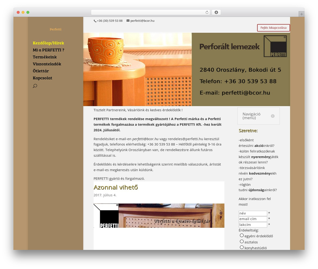 Divi WordPress theme - perfetti.hu