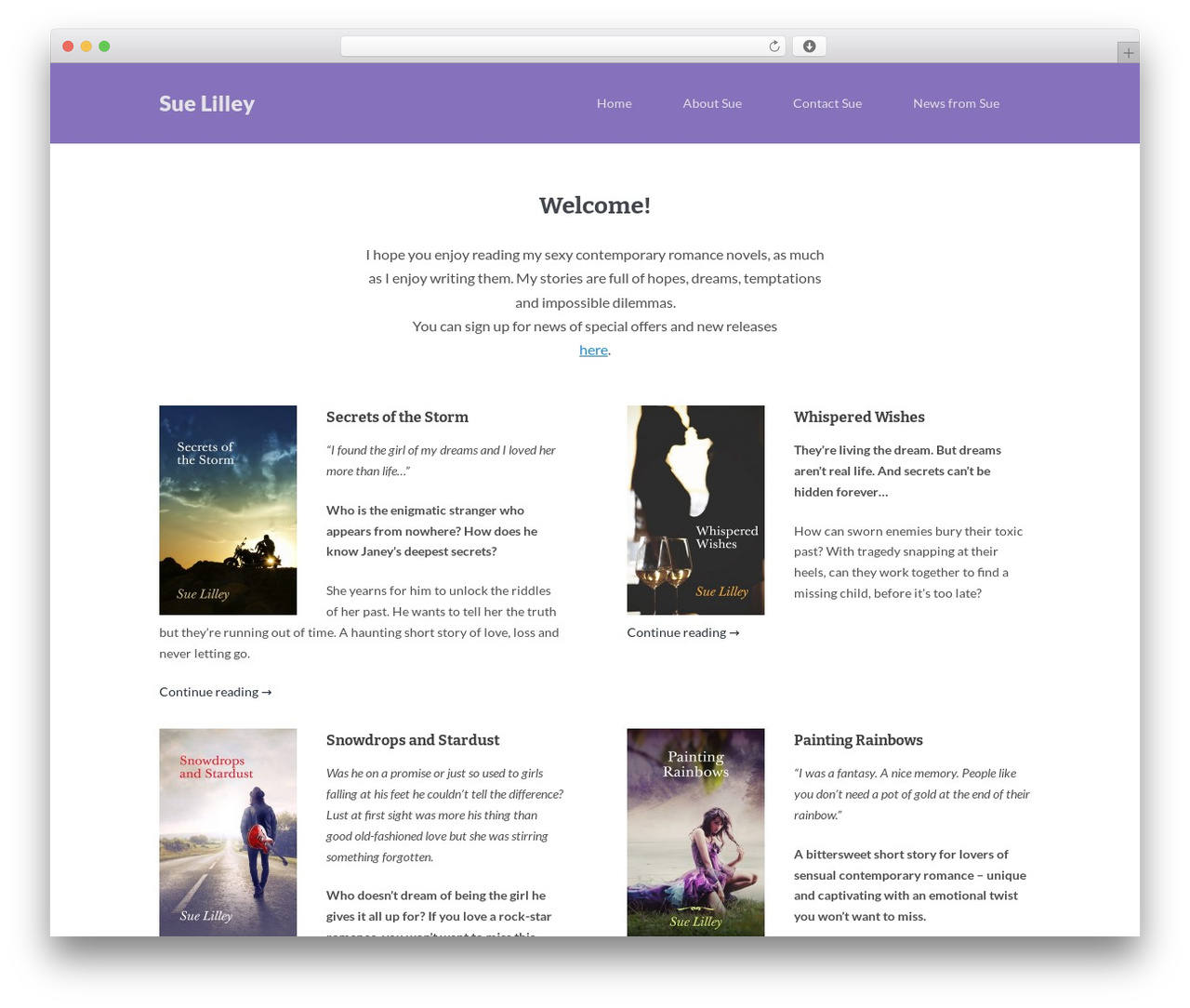 Published top WordPress theme - suelilley.com Published top WordPress theme - suelilley.com
