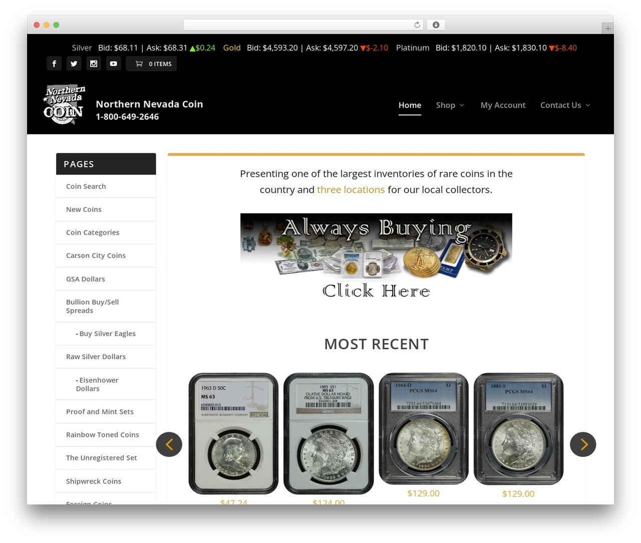 Extra WordPress theme - northernnevadacoin.com