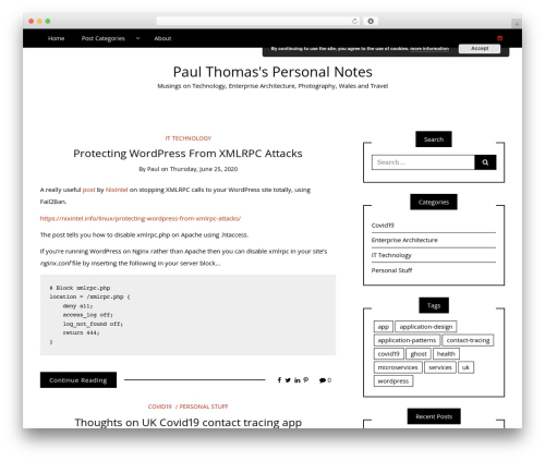 Writee theme WordPress free - paulthomas.wales
