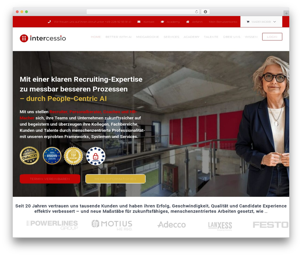 Avada company WordPress theme - intercessio.de