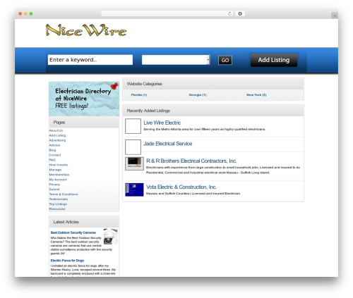 WordPress website theme DirectoryPress - nicewire.com