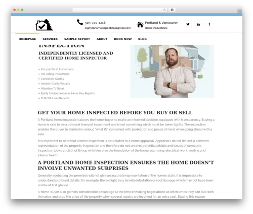 Cornerstone WordPress theme - sigmanhomeinspection.com