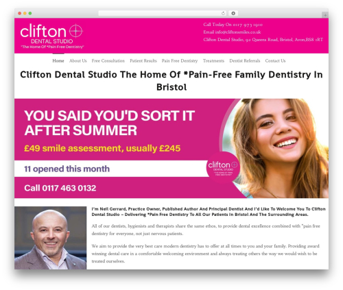 Joy WordPress theme - cliftonsmiles.com