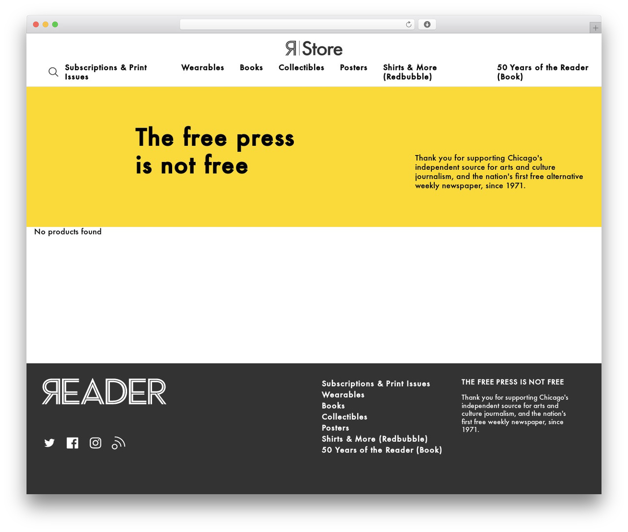 Reader WordPress shopping theme - store.chicagoreader.com Reader WordPress shopping theme - store.chicagoreader.com