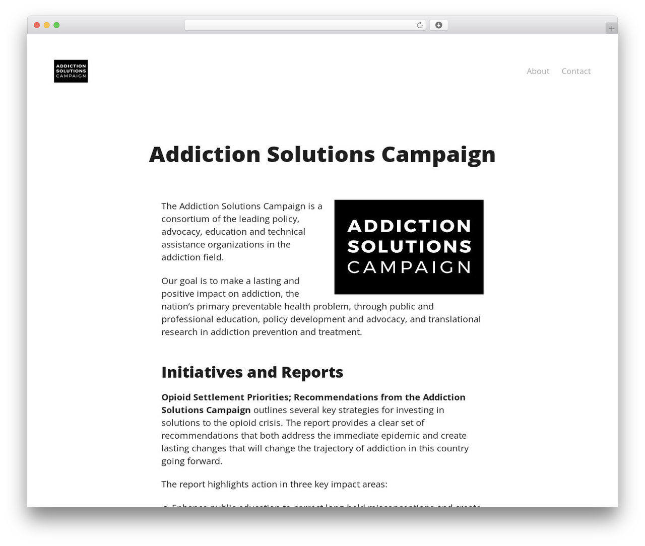 Integer WordPress website theme - addictionsolutionscampaign.org