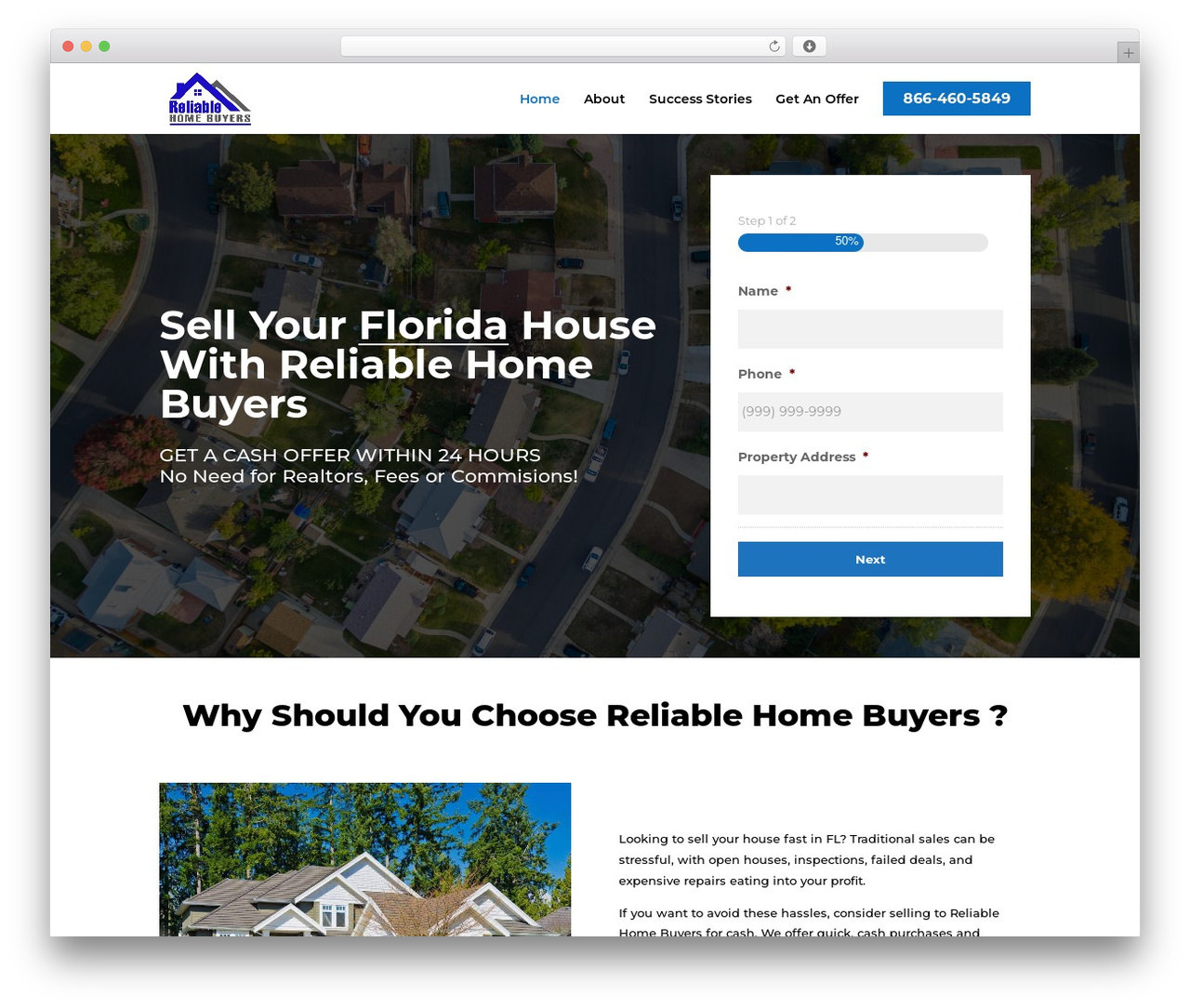 WordPress theme Divi - myreliablehomebuyer.com