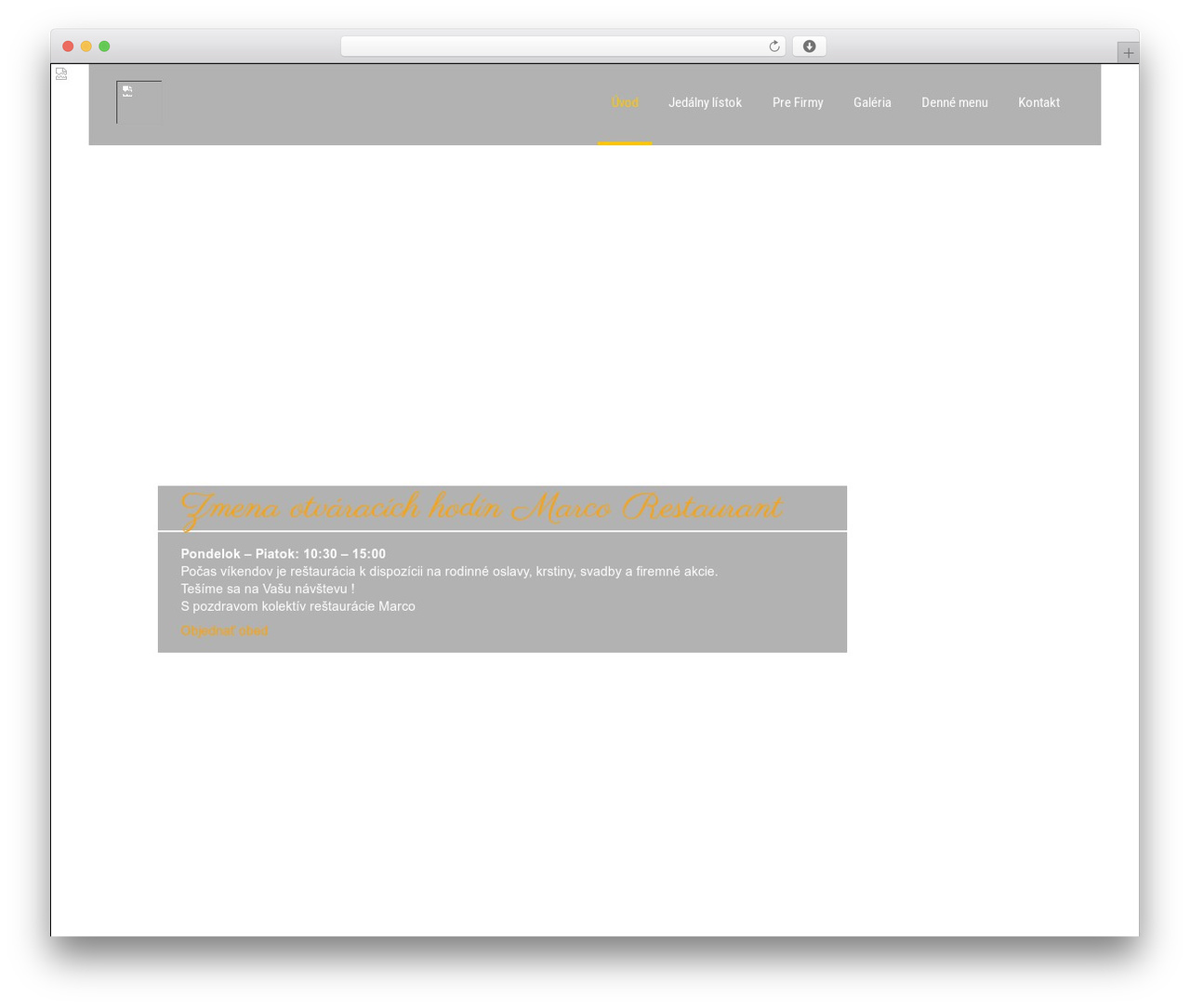 WP theme SKT Restaurant Pro - marcorestaurant.sk