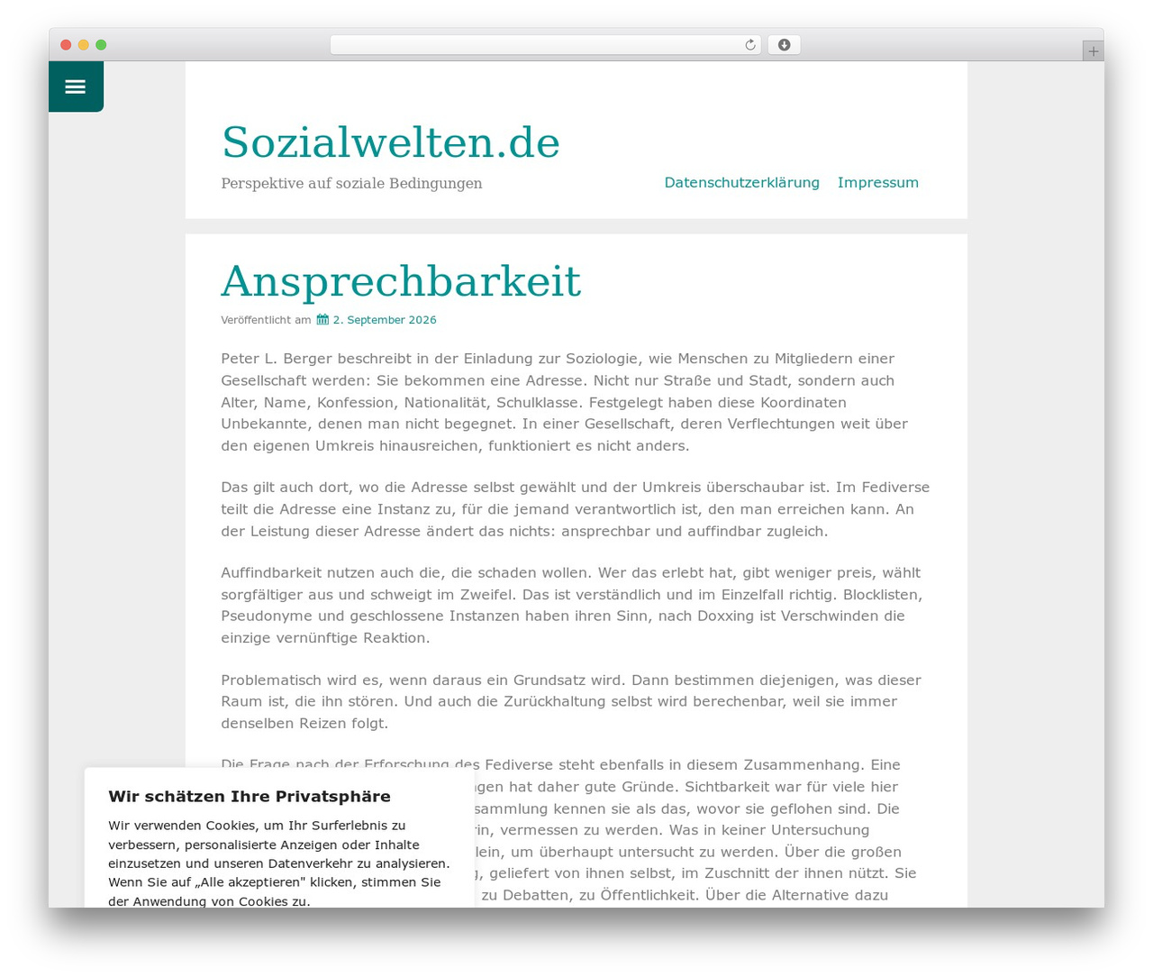 WordPress theme Just Write - sozialwelten.de WordPress theme Just Write - sozialwelten.de