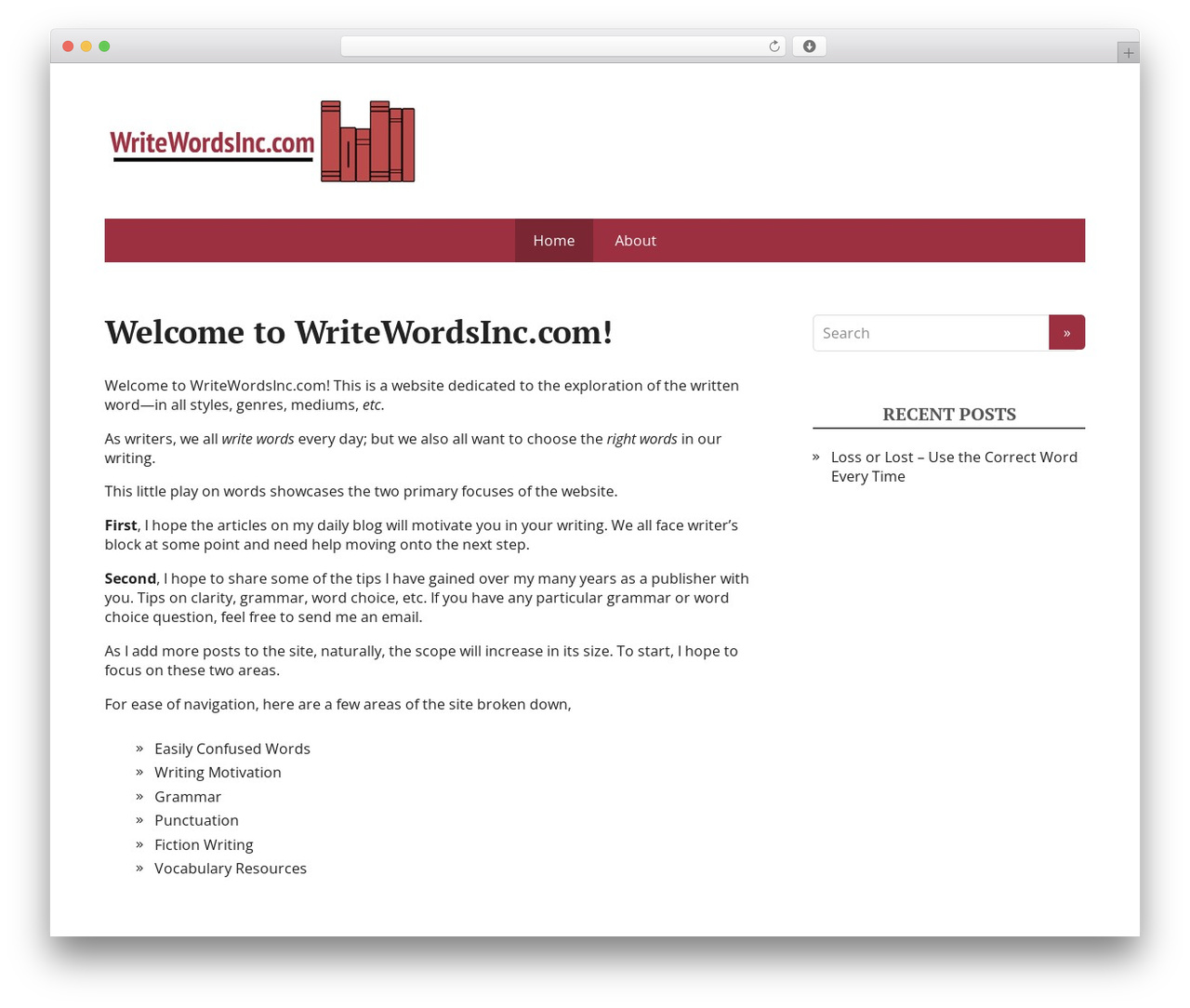 Basic WordPress website theme - writewordsinc.com Basic WordPress website theme - writewordsinc.com