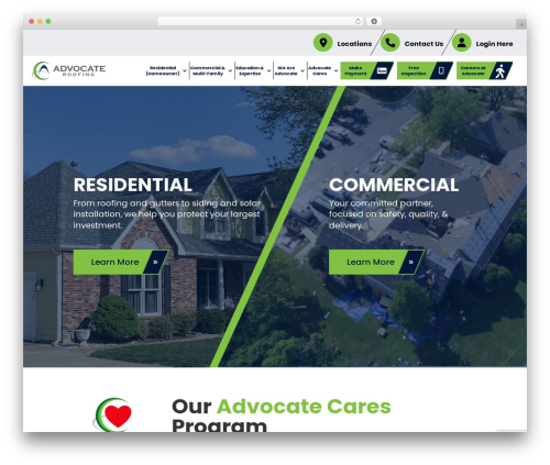 Divi theme WordPress - advocateroofing.com