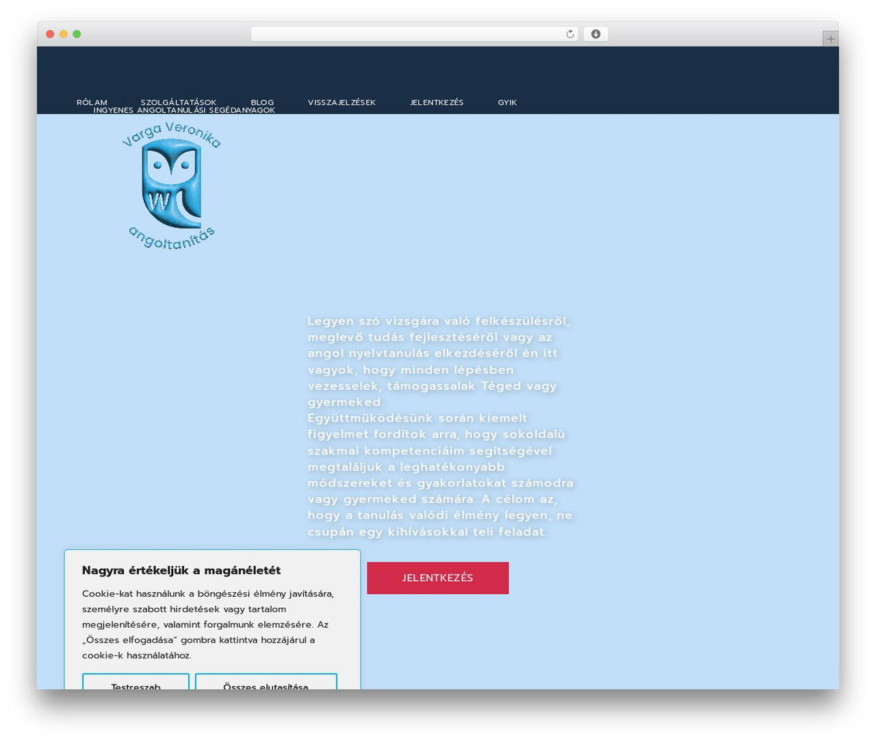 Hello Elementor WordPress theme - varveroangol.hu