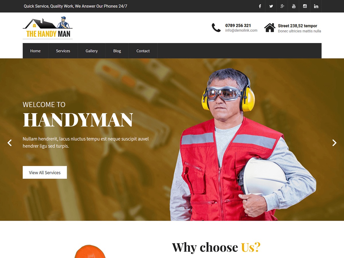 SKT Handyman WordPress shop theme