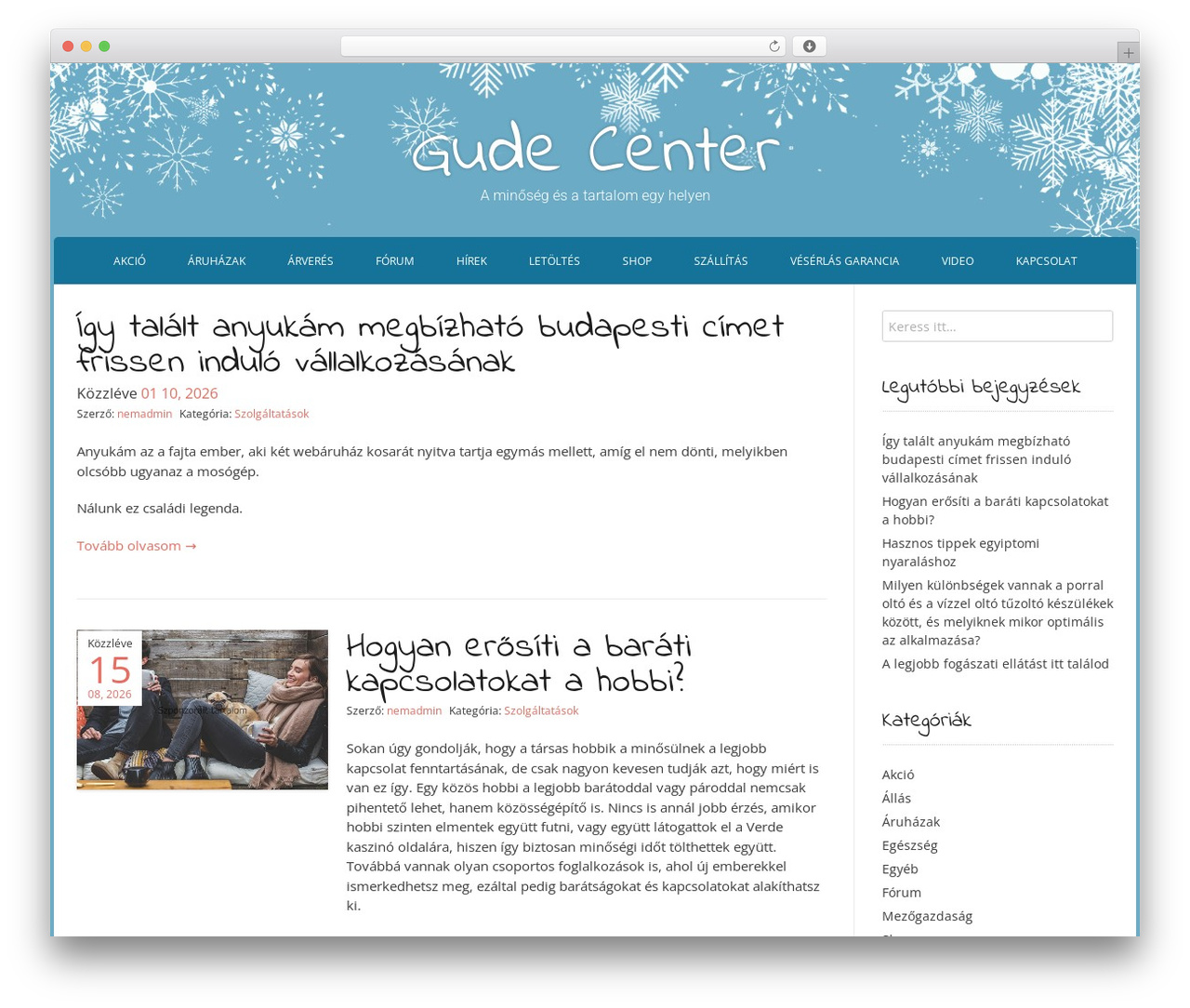 WordPress theme Festive - gudecenter.hu