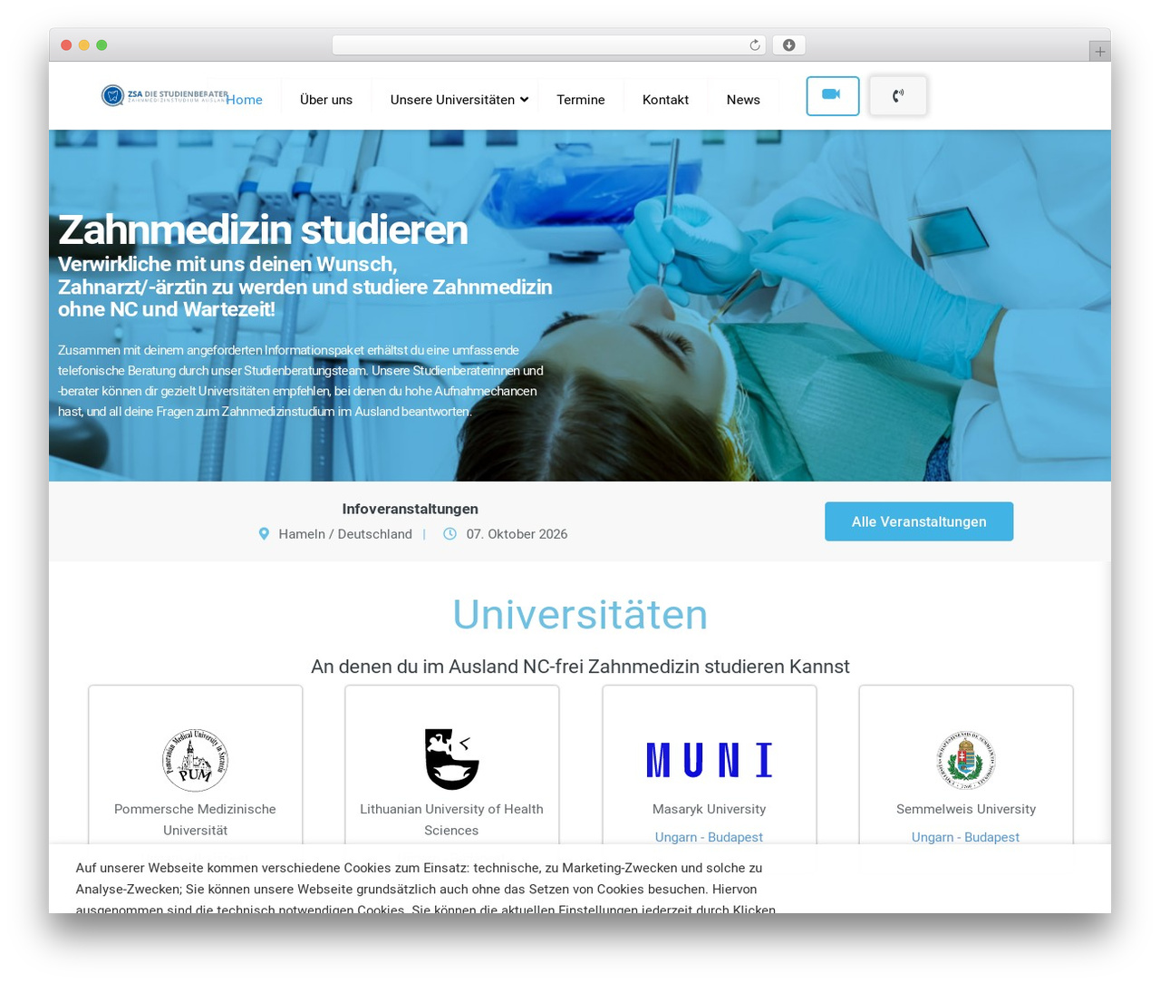 Theme WordPress Wireframe - zahnmedizin-studium-ausland.de