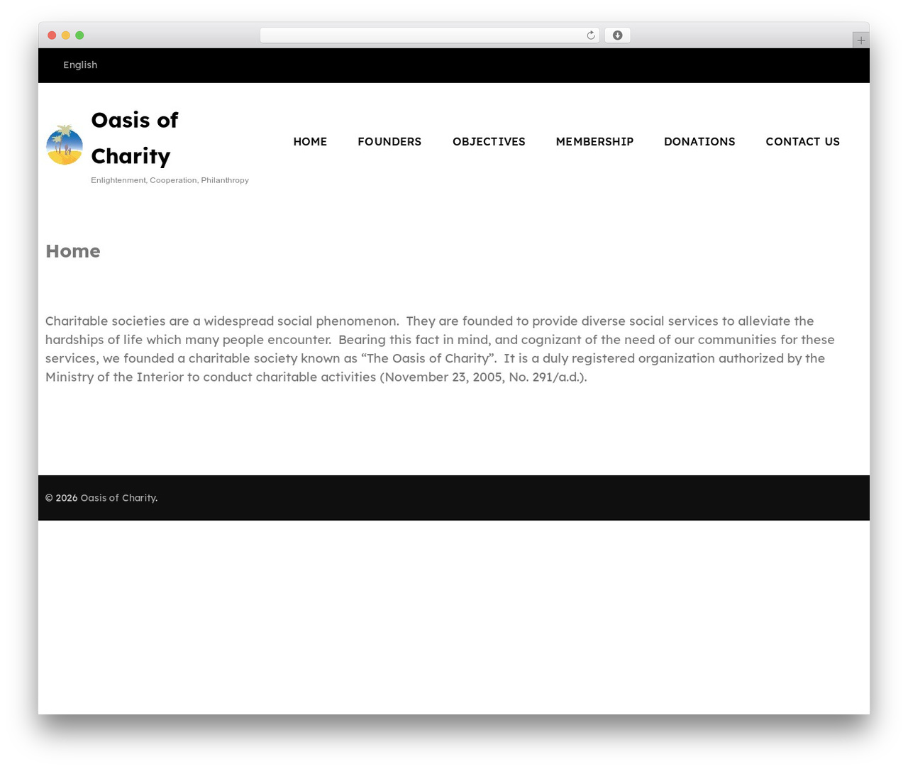 WordPress theme Benevolent - oasisofcharity.org