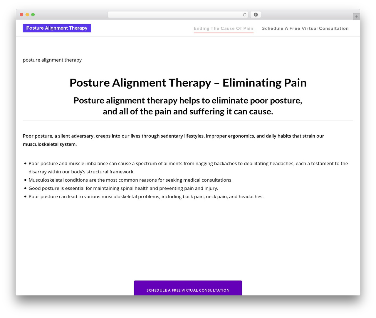 Corpus WordPress theme - posturealignmenttherapy.com