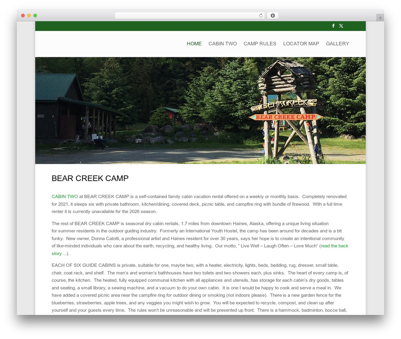 Name WordPress theme - bearcreekcabinsalaska.com