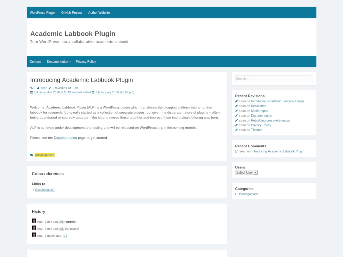 Labbook WordPress theme