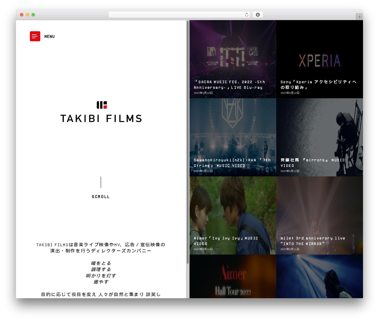 WordPress theme monolight - takibifilms.com