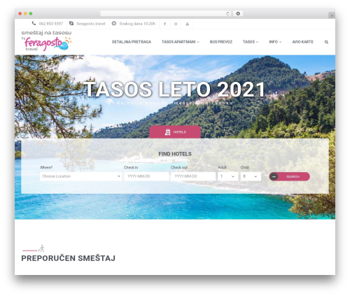 Exploore free WP theme - smestajnatasosu.com