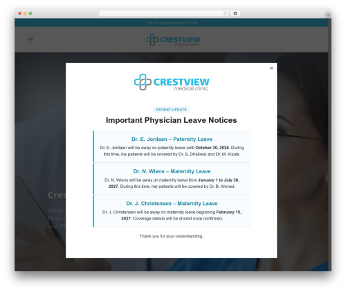 Elfsight popup cc WordPress plugin - crestviewclinic.com