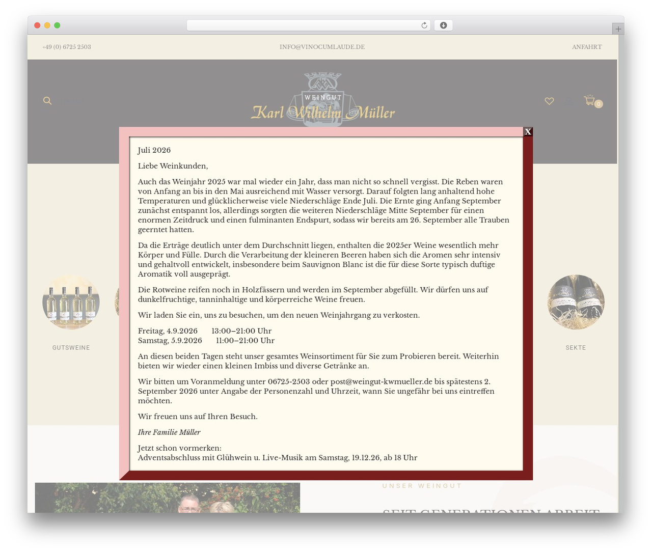 Rummen WordPress theme - vinocumlaude.de
