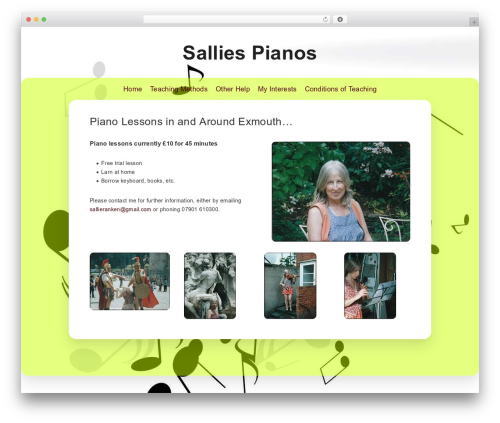 WordPress theme Dancing Badger - salliespianos.co.uk