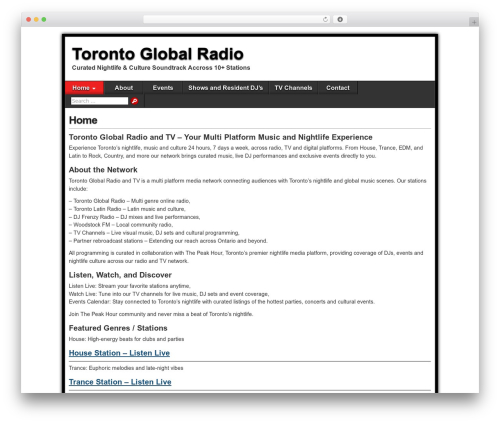 Asteroid WordPress website theme - torontoglobalradio.com