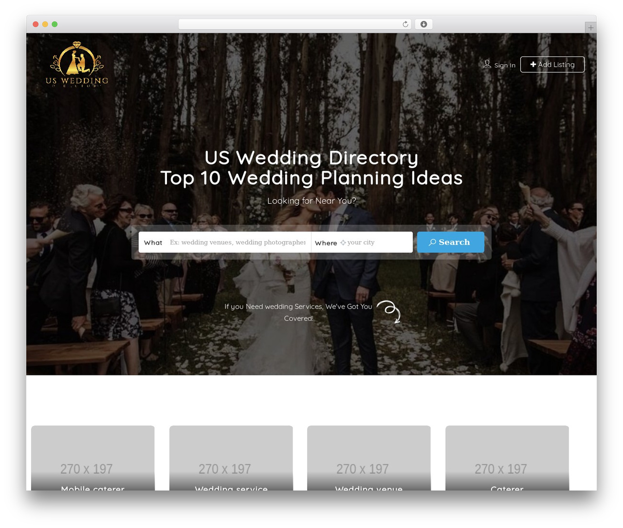 Listingpro WordPress theme - usweddingdirectory.com