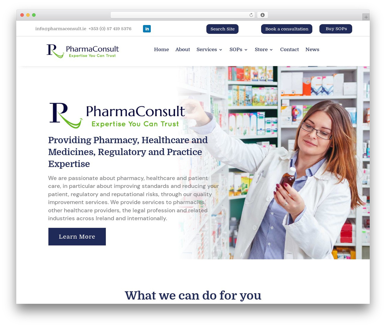Divi WordPress theme - pharmaconsult.ie