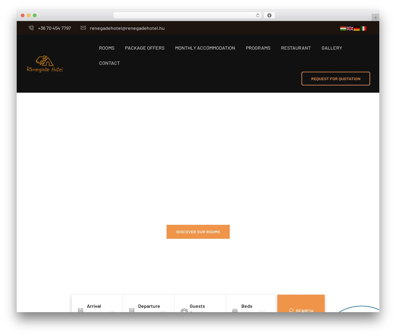 Romancy WordPress theme - renegadehotel.hu