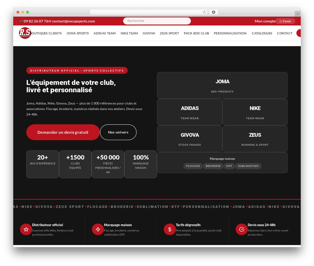 Divi WordPress theme - recupsports.com