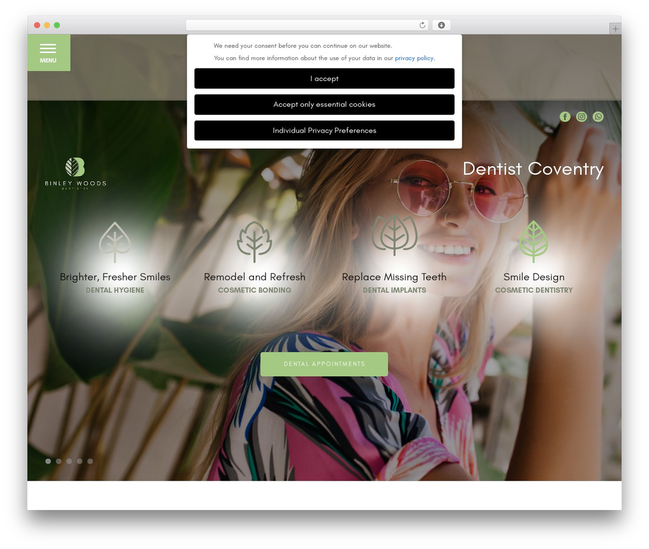 WordPress theme binley - binleywoodsdentistry.co.uk